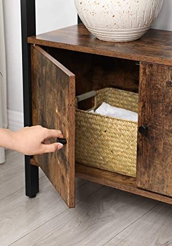 VASAGLE bokhylle, m. 2 drer og 4 hyller - rustikk brun sponplate og sort stl