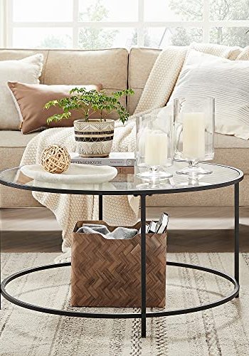 VASAGLE sofabord, rund - hrdet glas og sort stl (84)