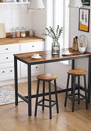 VASAGLE barbord, rektangulrt - brun sponplate og sort stl (120x60)