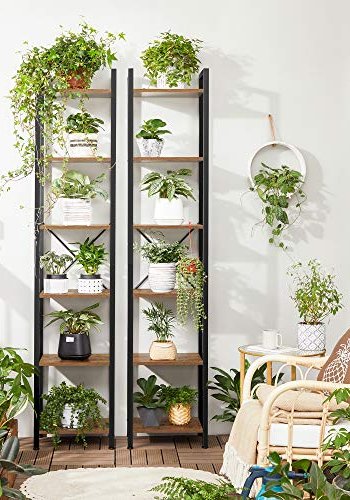 VASAGLE Bücherregal, m. 6 Regalböden – braune Spanplatte und schwarzer Stahl