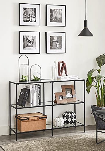 VASAGLE konsollbord, m. 2 hyller - herdet glass og sort stl (100x30)