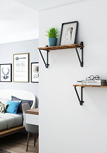 VASAGLE Wandregal – braune Spanplatte und schwarzer Stahl (2er-Set)