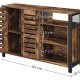 VASAGLE Sideboard, mit 2 Lamellentüren und verstellbaren Einlegeböden – rustikale braune Spanplatte und schwarzer Stahl
