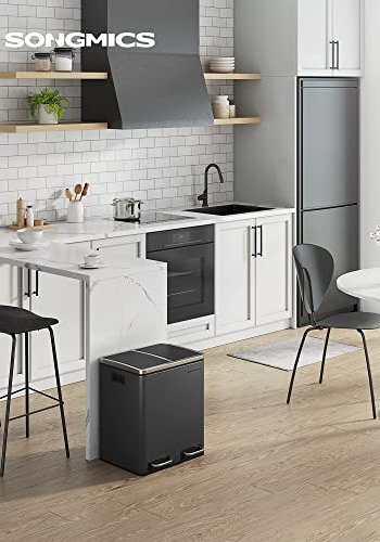 SONGMICS avfallsbeholder, 2 rom, innerbinger, hndtak, myk lukket, luktforsegling - svart stl
