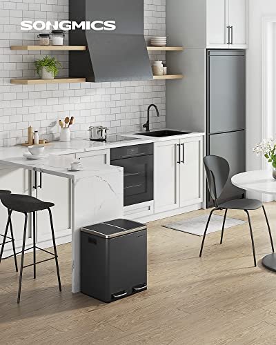 SONGMICS avfallsbeholder, 2 rom, innerbinger, hndtak, myk lukket, luktforsegling - svart stl