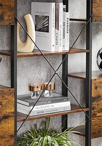 VASAGLE Bücherregal, mit 14 Regalen – rustikale braune Spanplatte und schwarzer Stahl