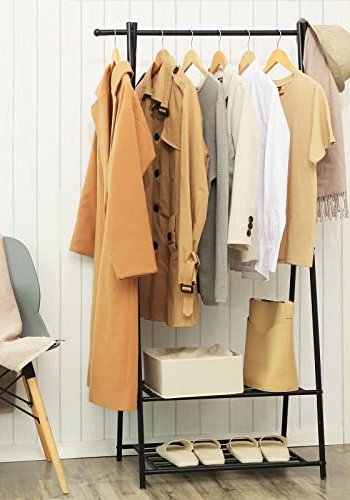 SONGMICS klesstativ, m. 2 hyller - svart jern