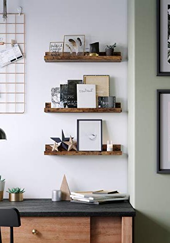 VASAGLE bildehyller - rustikk brun sponplate (sett med 3)