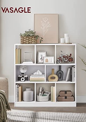 VASAGLE bokhylle, m. 8 rom - hvit sponplate