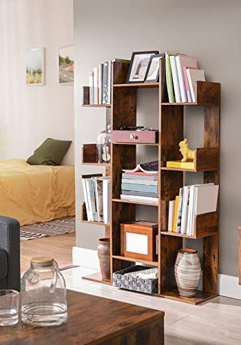 VASAGLE bokhylle, m. 13 rom - rustikk brun sponplate