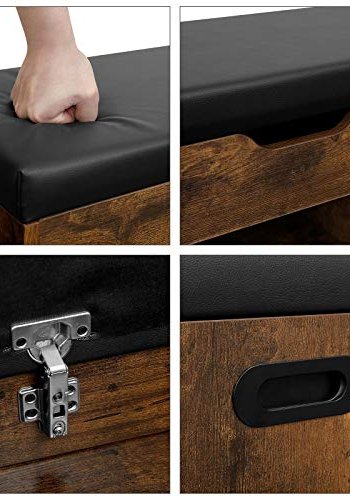 VASAGLE skoskab, m. hynde og 4 rum - sort stof og brun spånplade