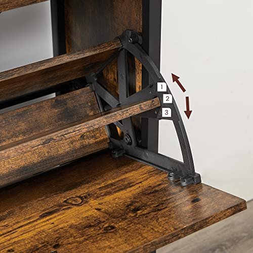 VASAGLE Schuhschrank, mit 4 Flügeltüren und 1 Einlegeboden – rustikale braune Spanplatte und schwarzer Stahl