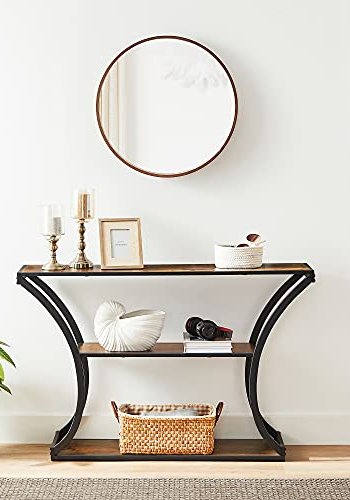 VASAGLE konsollbord, m. 2 hyller - rustikk brun sponplate og sort stl (120x30)