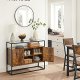 VASAGLE Sideboard, mit 2 Türen und Regal – Hartglas, rustikale braune Spanplatte und schwarzer Stahl
