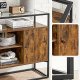 VASAGLE Sideboard, mit 2 Türen und Regal – Hartglas, rustikale braune Spanplatte und schwarzer Stahl