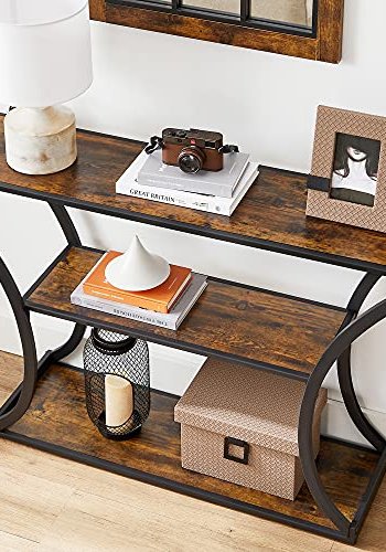 VASAGLE konsollbord, m. 2 hyller - rustikk brun sponplate og sort stl (120x30)