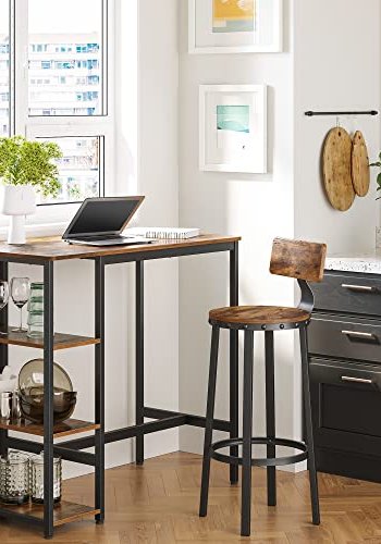 VASAGLE barbord, m. 3 hyller - rustikk brun sponplate og sort stl (109x60)