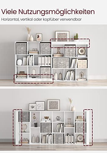 VASAGLE bokhylle, m. 8 rom - hvit sponplate