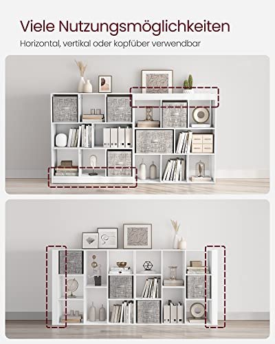 VASAGLE bokhylle, m. 8 rom - hvit sponplate