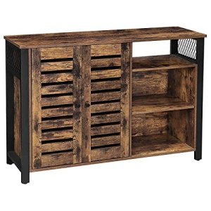 VASAGLE sknk, m. 2 lamellger og justerbare hylder - rustik brun spnplade og sort stl