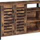 VASAGLE Sideboard, mit 2 Lamellentüren und verstellbaren Einlegeböden – rustikale braune Spanplatte und schwarzer Stahl