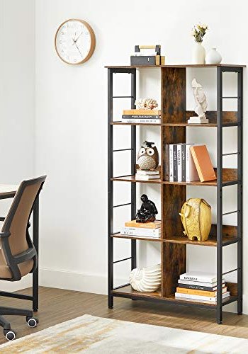 VASAGLE bokhylle, m. 4 hyller - rustikk brun sponplate og sort stl