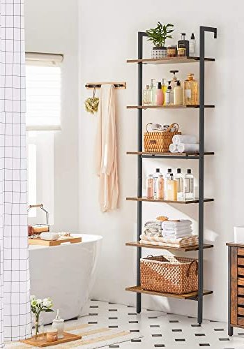 VASAGLE bokhylle, m. 6 hyller - brun sponplate og sort stl