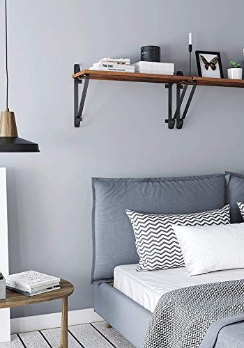 VASAGLE Wandregal – braune Spanplatte und schwarzer Stahl (2er-Set)