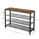 VASAGLE Schuhregal, mit 3 Gitterböden – braune Spanplatte und schwarzer Stahl