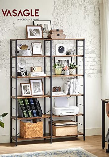 VASAGLE bokhylle, m. 5 hyller - rustikk brun sponplate og sort stl