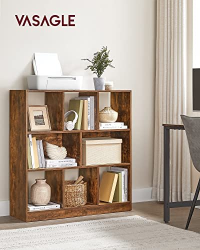 VASAGLE bokhylle, m. 8 rom - rustikk brun sponplate