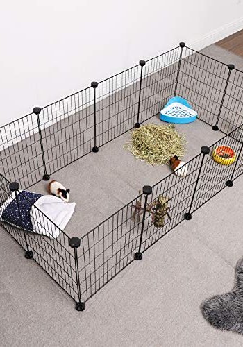 SONGMICS lekegrind for kjledyr, hamstere, marsvin, sm dyr - svart metall