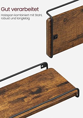 VASAGLE L-formet hjrnehylde - rustik brun spnplade og sort stl (st med 2)