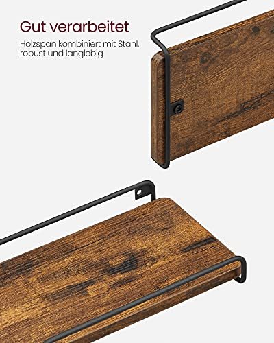 VASAGLE L-formet hjrnehylde - rustik brun spnplade og sort stl (st med 2)