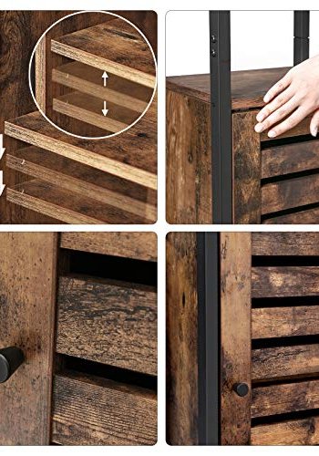 VASAGLE skab, m. 1 lamellge og 5 hylder - rustik brun spnplade og sort stl