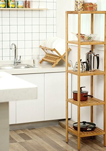 SONGMICS hylle, m. 5 hyller - naturlig bambus