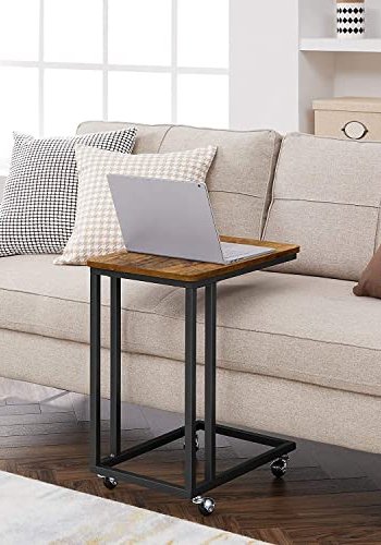 VASAGLE Beistelltisch mit Rollen – rustikale braune Spanplatte und schwarzer Stahl (50 x 35)