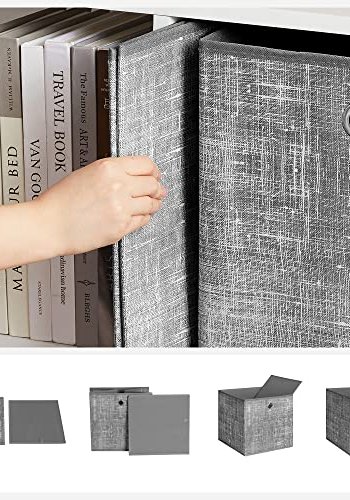 SONGMICS oppbevaringsboks, sammenleggbar - grtt stoff og papp (sett med 6)