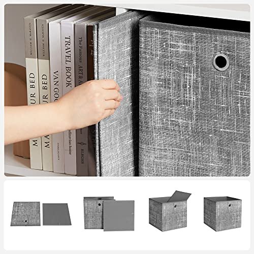 SONGMICS oppbevaringsboks, sammenleggbar - grtt stoff og papp (sett med 6)