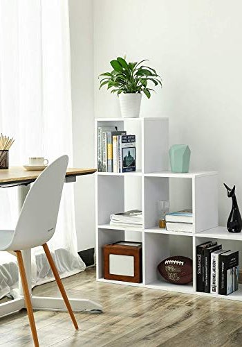 VASAGLE bokhylle, m. 6 rom - hvit sponplate