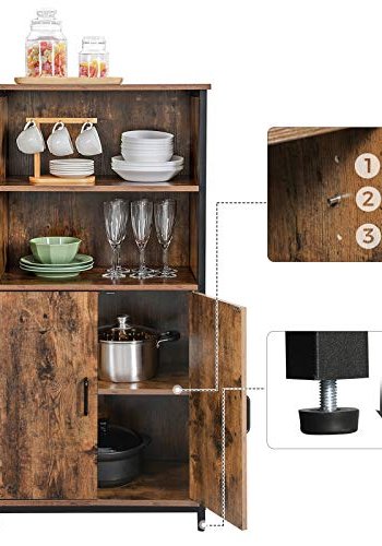 VASAGLE Schrank, m. 2 Türen und 2 Einlegeböden – rustikale braune Spanplatte und schwarzer Stahl