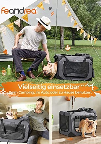 FEANDREA hundbur, hopfllbar djurbur i tyg, 60 x 42 x 42 cm, gr