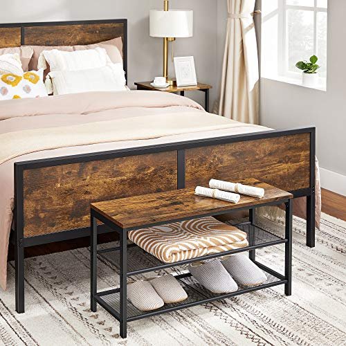 VASAGLE skohylle, m. 2 nettinghyller - brun sponplate og sort stl