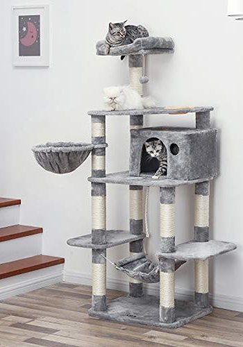 FEANDREA skrapestolpe, 7 niver, 1 plattform, 1 hule, 1 pom pom, 1 kurv, 1 hengekye - lys gr plysj