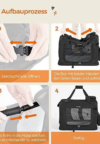 FEANDREA hundekasse, sammenleggbar, med hndtak - mesh og svart stoff