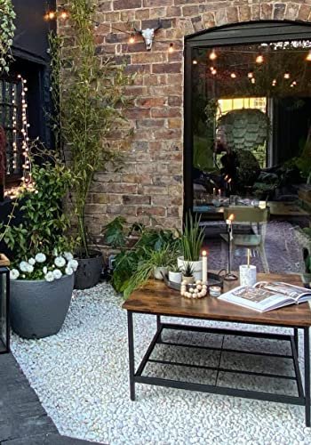 VASAGLE salongbord, m. 1 hylle, firkantet - rustikk brun sponplate og sort stl (80x80)