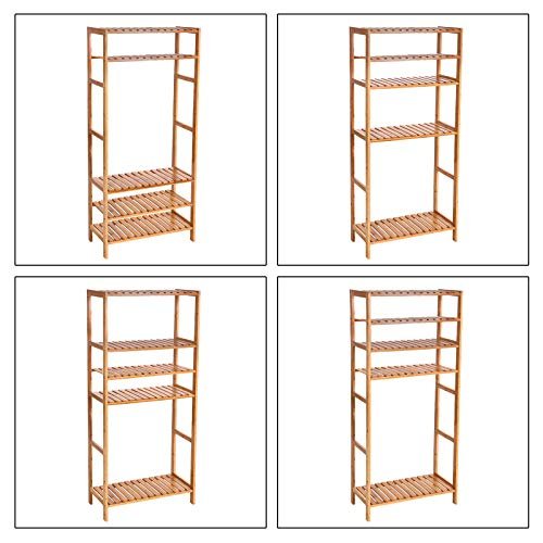 SONGMICS hylle, m. 5 hyller - naturlig bambus