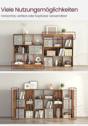 VASAGLE bokhylle, m. 8 rom - rustikk brun sponplate