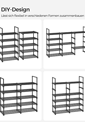 SONGMICS skohylle, m. 10 hyller - svart jern