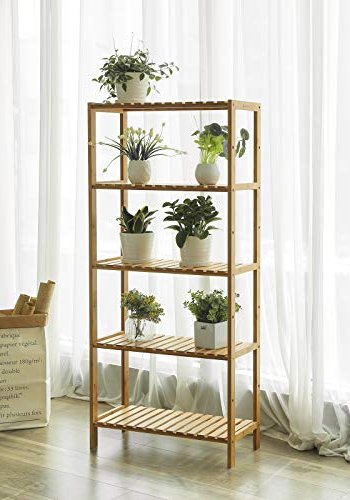 SONGMICS hylle, m. 5 hyller - naturlig bambus